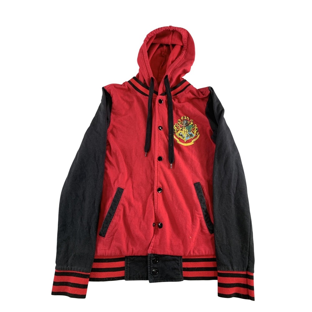 Harry Potter Hogwarts Hoodie Unisex Kids Small Red Black Fleece Varsity Jacket